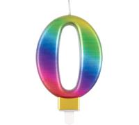 Dazzling Metallic Birthday Candle Numbers 0-9, Cake Topper, Pink Blue Rose Gold Multi, 1 Piece (Multi, 0)