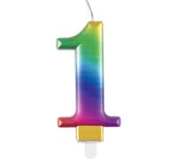 Dazzling Metallic Birthday Candle Numbers 0-9, Cake Topper, Pink Blue Rose Gold Multi, 1 Piece (Multi, 1)