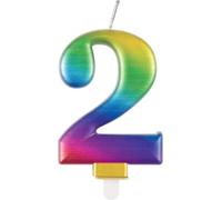 Dazzling Metallic Birthday Candle Numbers 0-9, Cake Topper, Pink Blue Rose Gold Multi, 1 Piece (Multi, 2)