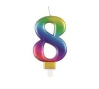 Dazzling Metallic Birthday Candle Numbers 0-9, Cake Topper, Pink Blue Rose Gold Multi, 1 Piece (Multi, 8)