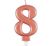Dazzling Metallic Birthday Candle Numbers 0-9, Cake Topper, Pink Blue Rose Gold Multi, 1 Piece (Rose Gold, 8)