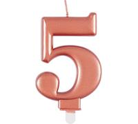 Dazzling Metallic Birthday Candle Numbers 0-9, Cake Topper, Pink Blue Rose Gold Multi, 1 Piece (Rose Gold, 5)