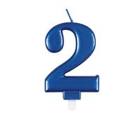 Unique Birthday Candle Dazzling Metallic Blue Number 2 Cake Topper, 1 Pc