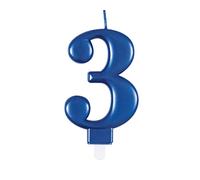 Dazzling Metallic Blue Number 3 Birthday Candle - Perfect Cake Topper for Unforgettable Milestones - 1 Pc