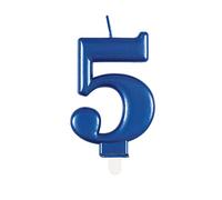 Dazzling Metallic Blue Number 5 Birthday Candle - Perfect Cake Topper for Unforgettable Milestones - 1 Pc