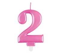 Unique Birthday Candle - Dazzling Metallic Pink Number 2 Cake Topper - 1 pc