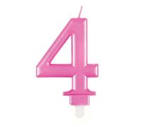 Unique Birthday Candle Dazzling Metallic Pink Number 4 – Perfect Cake Topper – 1 Pc