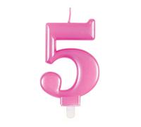 Unique Birthday Candle Number 5 – Metallic Pink Cake Topper – 1 Pc