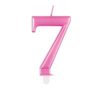 Dazzling Metallic Pink Number 7 Birthday Candle - Perfect Cake Topper for Unforgettable Milestones - 1 Pc