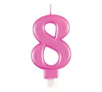 Dazzling Metallic Pink Number 8 Birthday Candle - Perfect Cake Topper for Unforgettable Milestones - 1 Pc