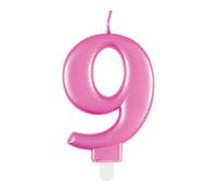 Dazzling Metallic Pink Number 9 Birthday Candle - Perfect Cake Topper for Unforgettable Milestones - 1 Pc