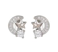 Dazzling Moons Star Pattern Charm Easy Snapping-on for Freeclip1 / 2 Universals FreeClip Earrings with Zirconia Flashes