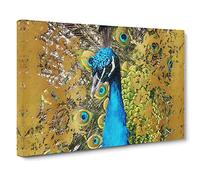 Dazzling Peacock Bird Canvas Print | Gallery Wrapped 30mm Frame Wall Art | 30x20 inches | Ready to Hang | Abstract Animals Picture | Living Room Bedroom Lounge Office