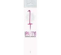 Dazzling Pink Glitz Birthday Sparkler Number 1 (17cm) - Perfect for Birthday Parties & Celebrations - 1 Pc