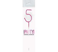 Dazzling Pink Glitz Number 5 Birthday Sparkler (17cm) - Perfect for Birthday Parties & Celebrations - 1 Pc