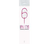 Dazzling Pink Glitz Number 6 Birthday Sparkler (17cm) - Perfect for Birthday Parties & Celebrations - 1 Pc