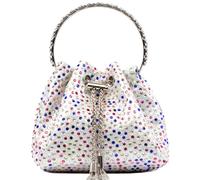 Dazzling Pink Mix Rhinestone Bucket Evening Bag PEACH ACCESSORIES Silver One Size