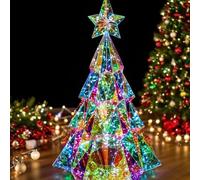 Dazzling RGB Holographic Holiday Figures for Indoor and Outdoor Use with 30 Lighting Options, Smart Timer, Remote Control, and Weatherproof Construction
