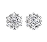 Dazzling Rhodium Plated 925 Sterling Silver Round Cut Flawless Snowflake stud earrings expertly made with Starlight 5A Cubic Zirconia crystal for women Pierced Big Stud Earrings,Allergen-free