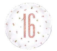 Unique Foil Balloon Dazzling Rose Gold 16th Birthday Glitz Round 45 cm – 1 pc
