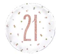 Dazzling Rose Gold 21st Birthday Glitz Round Foil Balloon (45cm) - Perfect for Birthday, Annivesaries & Memorable Celebrations - 1 Pc