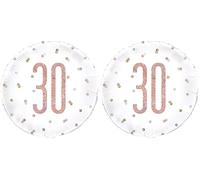 Dazzling Rose Gold 30th Birthday Glitz Round Foil Balloon (45cm) - Perfect for Birthday, Annivesaries & Memorable Celebrations - 1 Pc (Pack of 2)