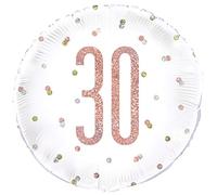 Dazzling Rose Gold 30th Birthday Glitz Round Foil Balloon (45cm) - Perfect for Birthday, Annivesaries & Memorable Celebrations - 1 Pc