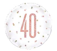 Dazzling Rose Gold 40th Birthday Glitz Round Foil Balloon (45cm) - Perfect for Birthday, Annivesaries & Memorable Celebrations - 1 Pc