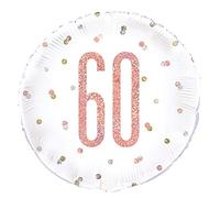 Dazzling Rose Gold 60th Birthday Glitz Round Foil Balloon (45cm) - Perfect for Birthday, Annivesaries & Memorable Celebrations - 1 Pc