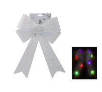 Dazzling White Light Up Tinsel Decorative Bow - 29 x 43 x 10cm (1 Pc.) - Eye-Catching & Unique Design - Perfect for Home & Holiday Decor