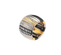 Dazzling Wide Funny Chunky Metal Adjustable Elastic Stretch Band Rings for Women Casual Cocktail Party, Adjustable(7#-9#), Zinc Crystal, Rhinestone