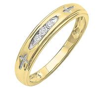 DazzlingRock 18K Yellow Gold Plated Sterling Silver 3 Stone Round Diamond Cross Design Mens Band Ring (0.15 Ct, G-H Color, Si-I Clarity)