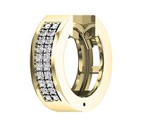 Dazzlingrock Collection 0.06 Cttw Round White Diamond Double Row Unisex Hinged Post Hoop Earring 1Pc Only in 14K Solid Yellow Gold