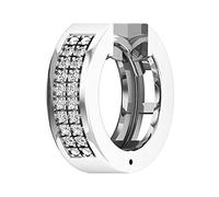 Dazzlingrock Collection 0.06 cttw Round White Diamond Unisex Double Row Hoop Earring (1 Pc Only) in 925 Sterling Silver
