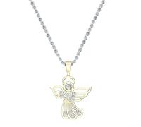 DazzlingRock Collection 0.11 CT Lab Grown Diamond Angel Pendant with 18 inch Silver Chain in 14K Yellow Gold