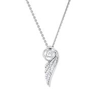 DazzlingRock Collection 0.12 cttw Round White Diamond Rose Floral Angel Wing Shape Pendant with 18 Inch Silver Chain for Her in 925 Sterling Silver