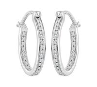 Dazzlingrock Collection 0.25 Carat (ctw) Platinum Plated Round Diamond Hip Hop Iced Hoop Earrings 1/4 CT, Sterling Silver