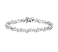 DazzlingRock Collection 0.25 Carat (ctw) Round White Diamond Ladies Swirl Style Twisted Infinity Tennis Bracelet 1/4 CT, 925 Sterling Silver