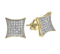 Dazzlingrock Collection 0.33 Carat (ctw) White Diamond Kite Shape Mens Hip Hop Iced Stud Earrings 1/3 CT, 18K Yellow Gold Plated Sterling Silver