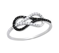 DazzlingRock Collection 0.35 Carat (ctw) Round Black & White Diamond Infinity Right Hand Ring for Women in 925 Sterling Silver, Size 8