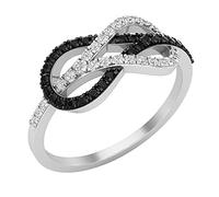 Dazzlingrock Collection 0.35 Carat (ctw) Round Black & White Diamond Ladies Infinity Right Hand Ring 1/3 CT, Sterling Silver, Size 6.5