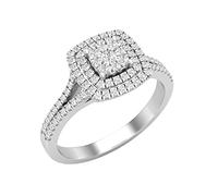DazzlingRock Collection 0.35 Carat (ctw) Round Lab Grown White Diamond Cushion Cluster Engagement Ring in 925 Sterling Silver Size 9