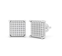 Dazzlingrock Collection 0.55 Carat (ctw) Round Diamond Dice Shape Mens Iced Stud Earrings 1/2 CT, 925 Sterling Silver
