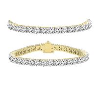 DazzlingRock Collection 15.00 Carat (ctw) 18K Round Lab Grown Diamond Ladies Tennis Bracelet 15 CT, Yellow Gold
