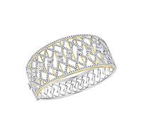 Dazzlingrock Collection 4.58 Carat (ctw) Round Baguette Diamond Zigzag Bangle Bracelet 4-1/2 CT, 14K Two-tone Gold