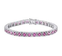 Dazzlingrock Collection 4 MM Each Round Lab Created Pink Sapphire Ladies Tennis Bracelet, Sterling Silver, Sterling Silver