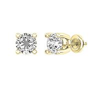 Dazzlingrock Collection 7mm Lab Grown Diamond Solitaire Stud Earrings (3.00 ctw, Colour D, Clarity VVS2) 18K Yellow Gold|Screw Back