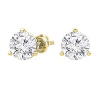 Dazzlingrock Collection IGI CERTIFIED Lab Grown Diamond Solitaire Stud Earrings in 14K Yellow Gold in Screw Back