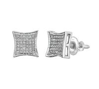 Dazzlingrock Collection Round Diamond Square Unisex Stud Earrings (0.15 ctw, Colour I-J, Clarity I2-I3) Sterling Silver|Screw Back