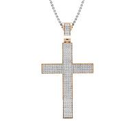 DazzlingRock Collection Round Lab Grown Diamond Cross Pendant with Silver Chain (0.73 ctw, Colour H-I, Clarity SI2) 18K Rose Gold